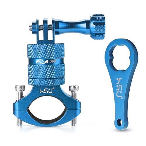 Soporte de bicicleta para GoPro HSU anticaídas para manillar azul