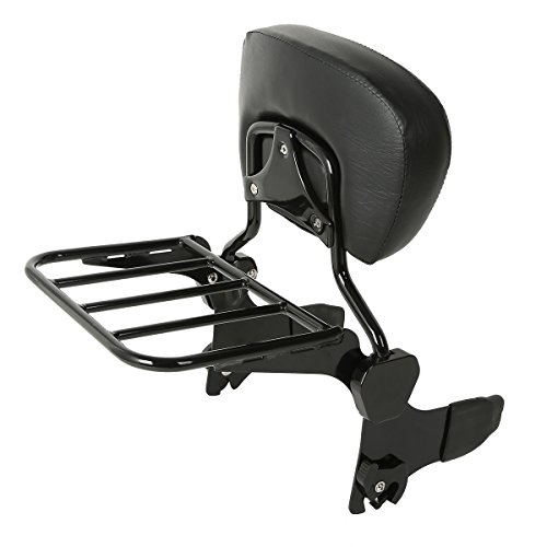 XMT-MOTO Black Detachable Backrest Sissy Bar W/Luggage Rack Fit for Harley HD Touring Models