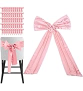 Large Satin Bow Decor with 50 Pack Chair Sashes - Perfect for Birthday, Wedding, Parties & Baby S...