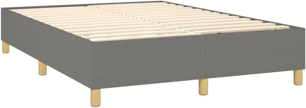 Dark Gray Queen Bed Frame with 100% Polyester Fabric Upholstery, Engineered Wood Platform Foundation, Sturdy Slatted Design, Easy Assembly, Modern Minimalist Bedroom Furniture