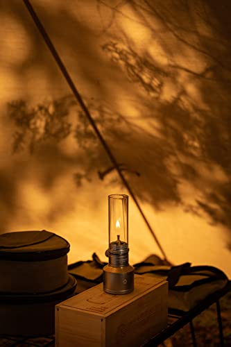 Image of CAMPINGMOON Camping Gas Candle Lantern 15g Refillable Tank (Silver - JP) | Soft candle style glow for camp tables and outdoor dining
