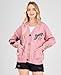 Women's Cable Knit Long Sleeve Open Front Cardigan Sheep V-Neck Button Down Embroidery Wool Blend Sweater Coat Outwear (XS,Pink)
