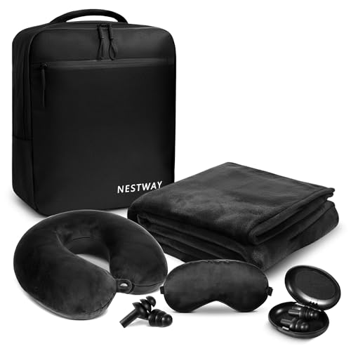 5-in-1 Travel Pillow & Blanket Set with Accessories