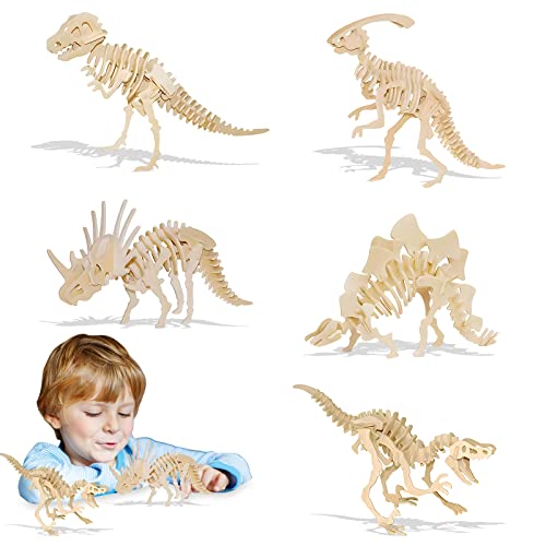Juegos De Mesa, Video On Demand Kokila Rompecabezas Dinosaurios para Niños, Puzzle 3D, 5 Esqueletos de Dinosaurio, Simulación de Dinosaurios, Juego Educativo para Juego de Ciencia, Regalo de...