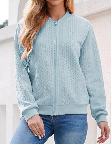 Image of Larmliss Women's Zip Up Cardigan Sweater Hoodies Long Sleeve Jacket Crewneck Casual Outerwear Spring Fall Trendy Coat Outfits