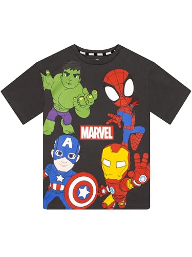 Marvel T Shirt Jungen, Spidey and His Amazing Friends Jungen Tshirt Kurzarm, T-Shirt Kinder Baumwolle, Grau 122
