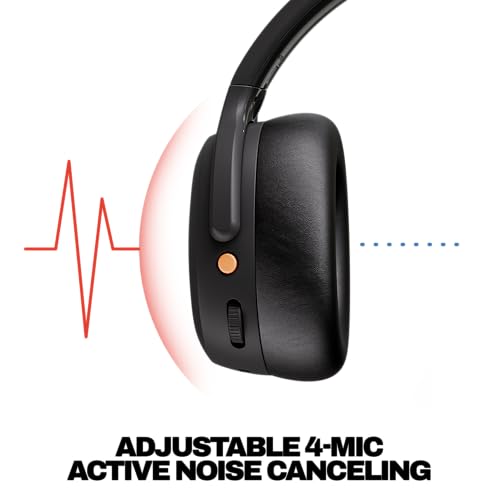 Skullcandy Crusher ANC 2 Over-Ear Noise Canceling Wireless Headphones with Sensory Bass and Charging Cable, 50 Hr Battery, Skull-iQ, Alexa Enabled, Microphone, Works with Bluetooth Devices - Black