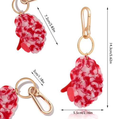 Novelty Keychain with Gold Metal Hook, Pink and Clear Design for Women Girls Gift