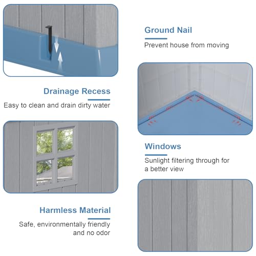 Dog House Indoor Outdoor for Small to Large Sized Dogs Resin Outdoor Dog House with Ventilation Puppy Shelter with Elevated Floor, Easy to Assemble, Blue - Image 5