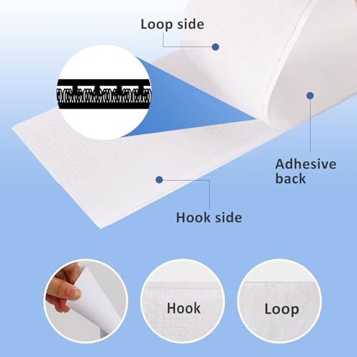 2''×27Ft White Heavy Duty Hook And Loop Tape Adhesive, No Punching Picture Wall Hanging Roll, Sticky Back Couch Cushions Grip, Keep Rugs in Place, Strong Adhesive Tape for DIY at Classroom Office Home