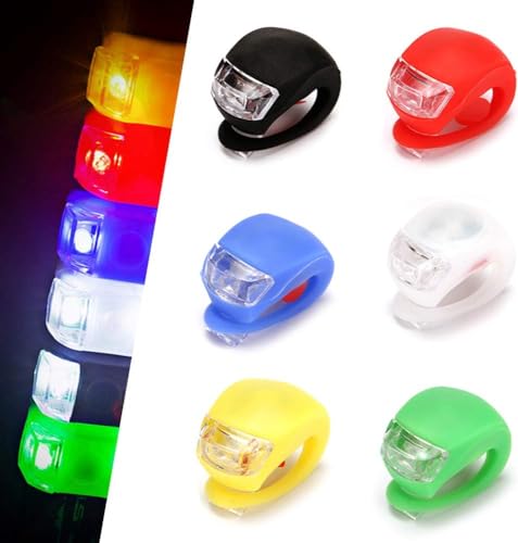 QUMENEY 6 Pack Bicycle Lights Set, Silicone LED Bike Light Clip On Bicycle Lights,Waterproof Back Bicycle Taillights Headlight for Night Riding Cycling Safety