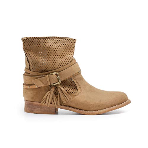 ZAPSHOP Z93005 Bota Plana Calada Hebilla Indian para Mujer Talla: 36