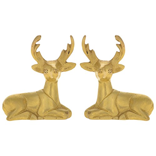 ITOS365 Showpiece Items for Home Decor Decoration Made of Brass Deer Statue in Pair Gift Ideas, Set of 2 Cover