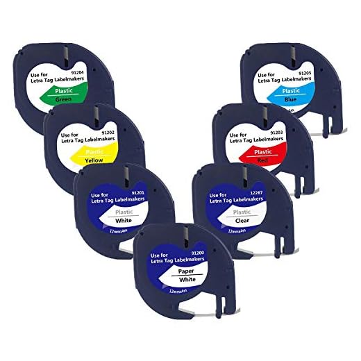 bobotron 7-pack 91201 kompatibel Dymo Letratag lim tejp 12 mm 91330 16952 91331 91332 blandade färger lim tejp för Dymo Letratag Lt-100H