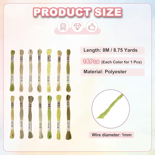Image of PATIKIL 14 Skeins Embroidery Floss, Polyester Embroidery Threads Bracelets String for Cross-Stitch Hand Embroidery, Multicolored Gray