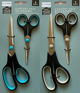 Easy Grip Soft Grip Scissor 4 Pieces Scissors Ultra Sharp Titanium Blades Soft Comfort-Grip Handles Multi-Purpose Scissors for School Home Office Art Craft DIY Sewing Tailor Heavy Duty