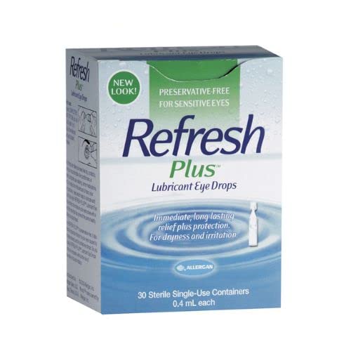 REFRESH Plus Lubricant Eye Drops Sterile Single Use Container (For Eye Dryness Irritation & Immediate Long Lasting Relief + Protection) 0.4ml x 30s