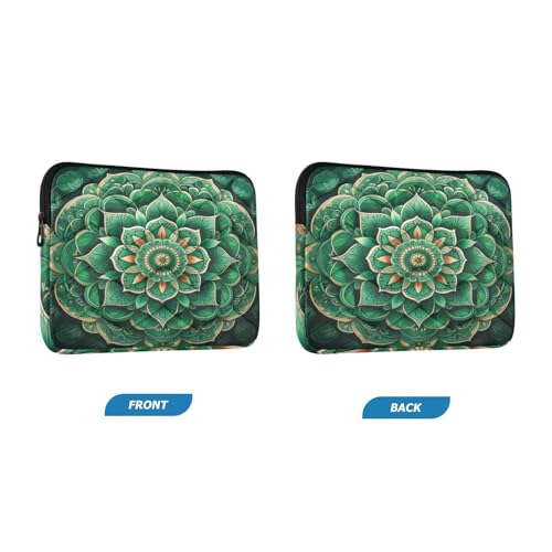 Funda Mandala Verde 13-14 Pulgadas Impermeable para Laptop miniatura 2