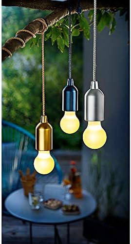 W B Set of 3 Metallic Pull Lamps, Safe-Touch, Surface Stays Cool, Wireless, Ideal for Garden, Garage, Campsite or Pantry, with Remote Control and Colour Changing Function