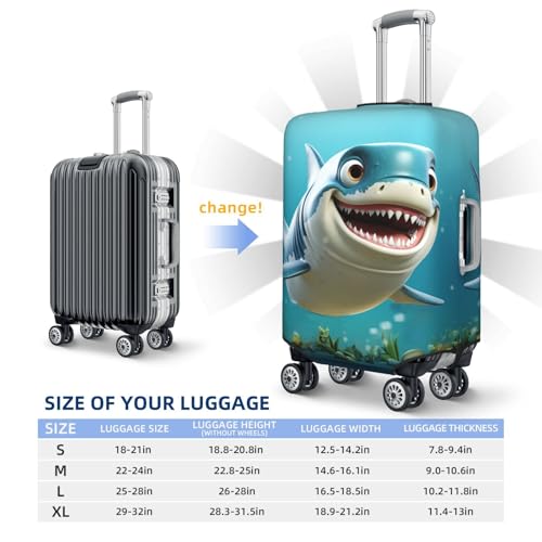 Luggage Cover Travel Suitcase Cover Elastic Suitcase Protector Cover Cartoon Shark Luggages Protector Anti-Scratch Luggages Decorative Cover for Adult (18-32 inch)2