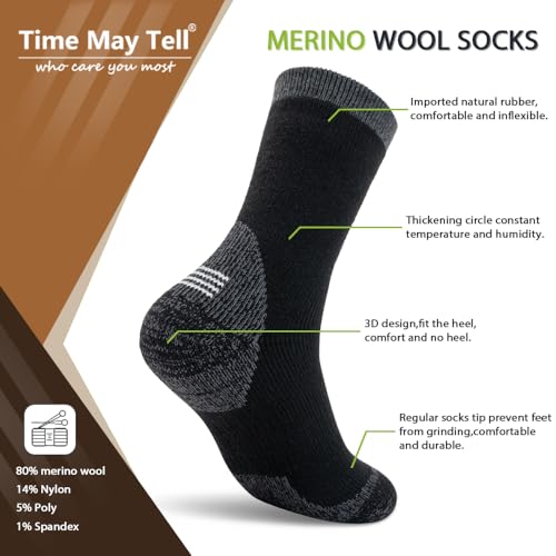 Image of Time May Tell Merino Wool Hiking Boot Socks for Men & Women Cushioned Warm