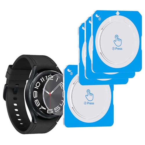 Heenjer 4-Pack for Samsung Galaxy Watch 6 Classic 43mm Screen Protector Tempered Glass with Auto Alignment Frame Full Coverage Bubble Free HD Clear Scratch Resistant 9H Hardness
