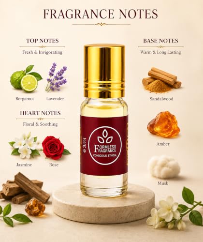 Image of Formless Shanaya 3ml Attar Unisex - Premium Elegant Fragrance Oil, Long Lasting Alcohol-Free Perfume, Soft Fruity Sweet Scent, Pocket Size Roll-On, Travel Friendly Daily Wear & Special Occasions