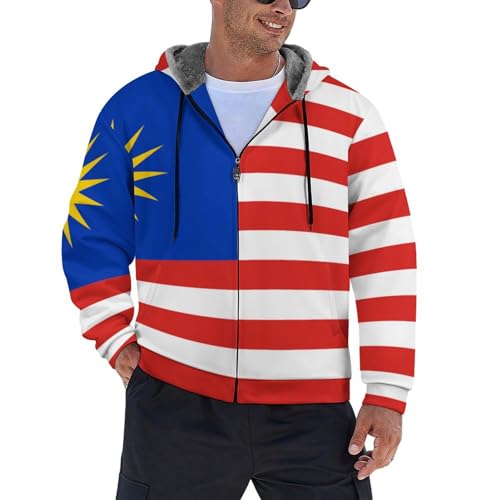 Veste chaude d'automne pour homme blouson décontracté à capuche en polaire épaisse