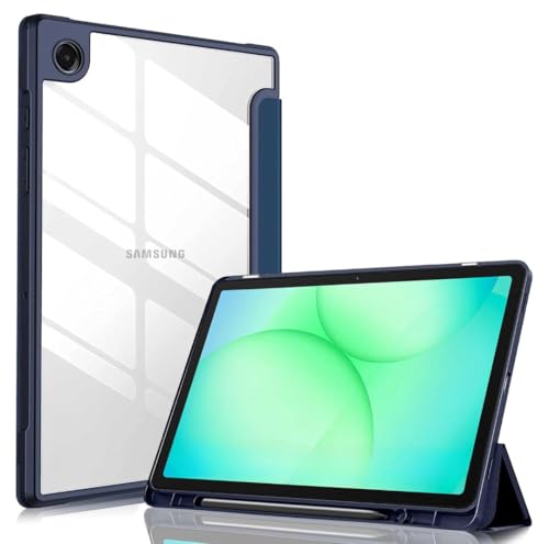 Image of ProElite Cover for Samsung Galaxy Tab A11 8.7 inch Cover Case, Smart Flip Case Cover for Samsung Galaxy Tab A11 8.7 inch with S Pen Holder, Dark Blue [Transparent Back]
