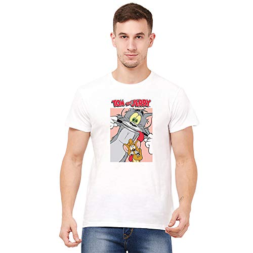 Image of Free Authority Tom & Jerry Printed Regular Fit White Cotton Men's T-Shirt