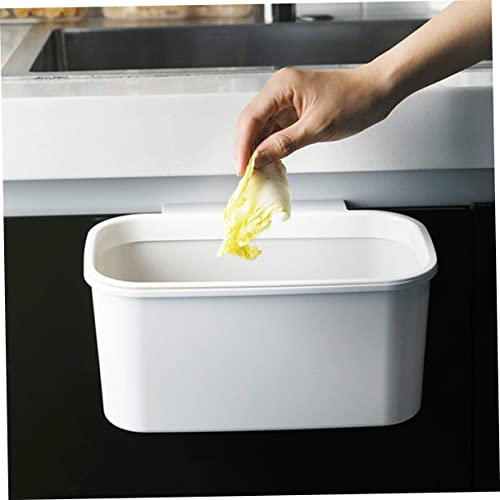 Caneca de basura colgante rectangular blanca para cocina miniatura 7