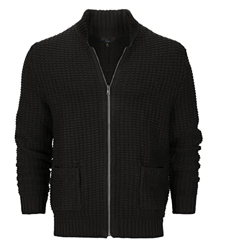 Gioberti Mens 100% Cotton Milano Knit Full-Zip Sweater