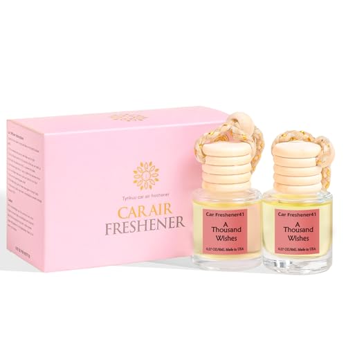 Image of Hanging Car Air Freshener, Long Lasting Essential Oil Diffuser, Non-Toxic New Car Scent, Cute Car Fresheners for Women, 2 Pack Made in USA