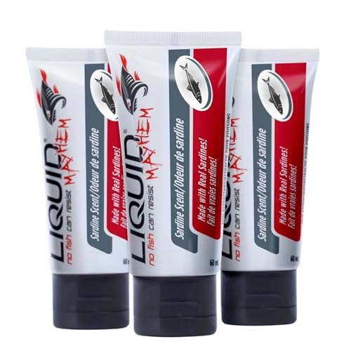 Liquid Mayhem Sardine Fish Attractant Gel 60 ml / 2 oz · 60 Uses 3-Pack – Real Sardine Bait & Aminos | UV-Enhanced Long-Lasting Gel – All Lure Types
