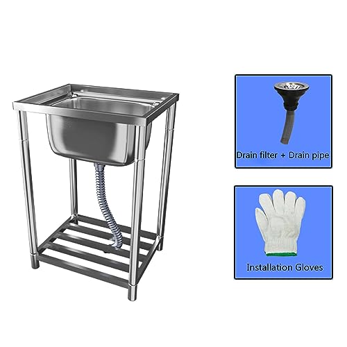 Évier en acier inoxydable à cuve simple avec support de lavage stable - 3