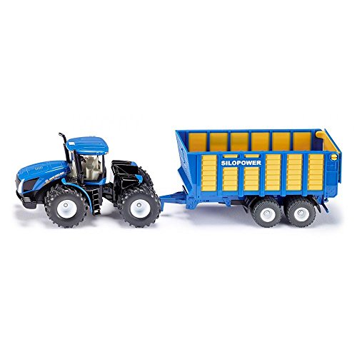 Siku 1947, New Holland Traktor mit Silagewagen, 1:50; Metall/Kunststoff, Blau, Viele Funktionen – Ansicht 1