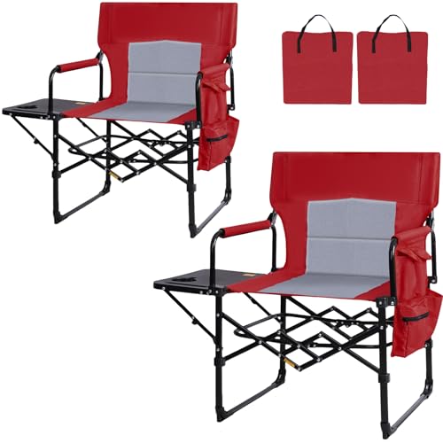 Silla Director Plegable para Camping Kamglide 2 unidades con Mesa Lateral Color Rojo miniatura 1