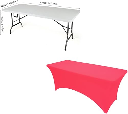 Miniatura 3 de Gowinex Paquete de 2 manteles de elastano color naranja neón elástico para mesas rectangulares, eventos, bodas, banquetes y fiestas