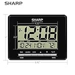 Sharp Atomic Desktop Clock – Auto Set Digital Alarm Clock - Atomic Accuracy - Easy to Read Screen with Time/Date/Temperature Display- Perfect for Nightstand or Desk - Image 3