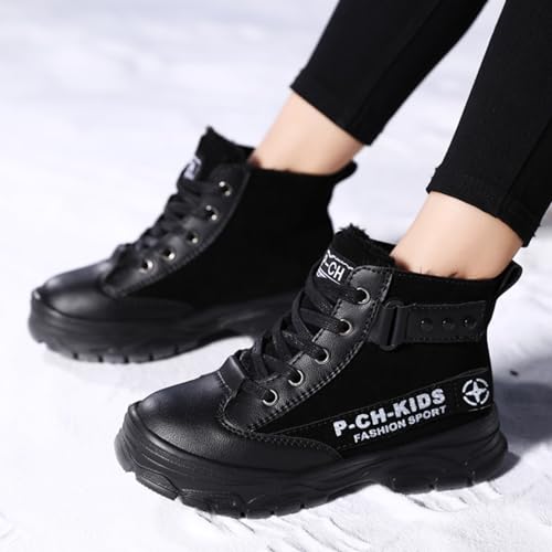 Unisex Kids Ankle Boots Warm Faux Fur Lined Outdoor Hiking Boots High Top Sneakers Boys Girls Winter Tennis Shoes2
