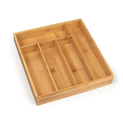 Blumtal Range Couvert en Bambou - Range Couverts Pour Tiroir Avec 5 Compartiments – Rangement Couvert IKEA Maximera Standard Fixe - 27 x 30 cm
