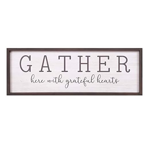 Patton Wall Decor Gather With Grateful Hearts Rustic Wood Framed Wall Art Decor, 12x36