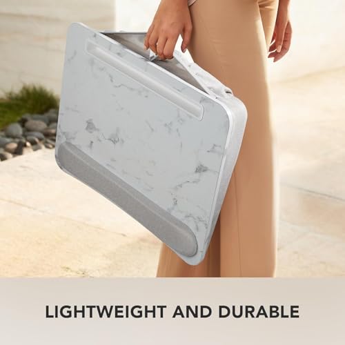 Image of COOLCOLD Portable Laptop Lap Desk with Soft Wrist Pad, Fits Up to 15.6 inch Anti-Slip Strip, Tablet or Phone Storage Slot, Pen-Pencil Pocket for Home Office Students Use as Computer Laptop Stand (Marble)