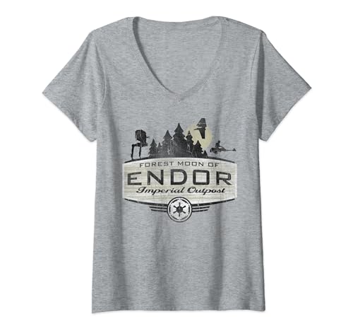 T-shirt Star Wars femme col V avec badge délavé rétro