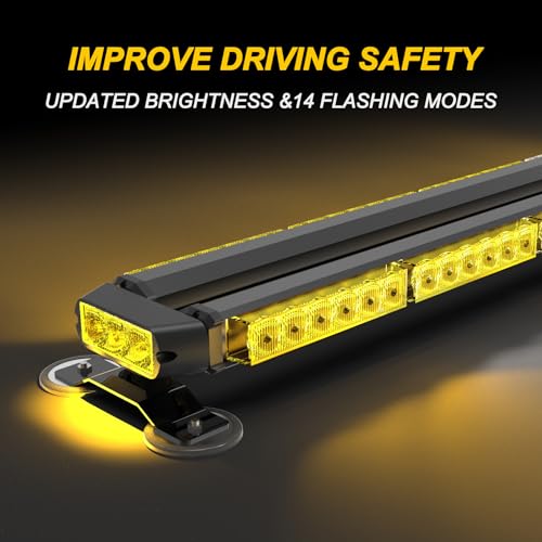 Image of 38 Inch Led Strobe Flashing Light Bar Amber Emergency Warning Safety Lights for Trucks Construction Vehicles