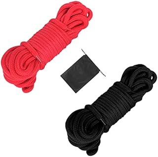 2 Pack Soft Cotton Rope,10m/32ft All Purpose Rope Multipurpose thick cotton rope for Wall Garden Plant DIY Crafting Decoration(Red+Black)
