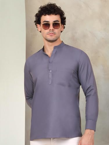 Image of Jompers Men's Cotton Regular Fit Solid Short Kurta