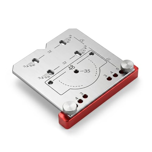 Gabarit de Perçage Charnière 35 mm en Aluminium – Guide Réglable 4 Décalages (3/4/5/6 mm) – Compatible Charnières Invisibles Blum Hettich IKEA – Outil Menuiserie pour Armoires et Placards