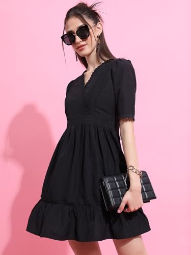 Image of Tokyo Talkies Women A-line Black Mini /Short Dress