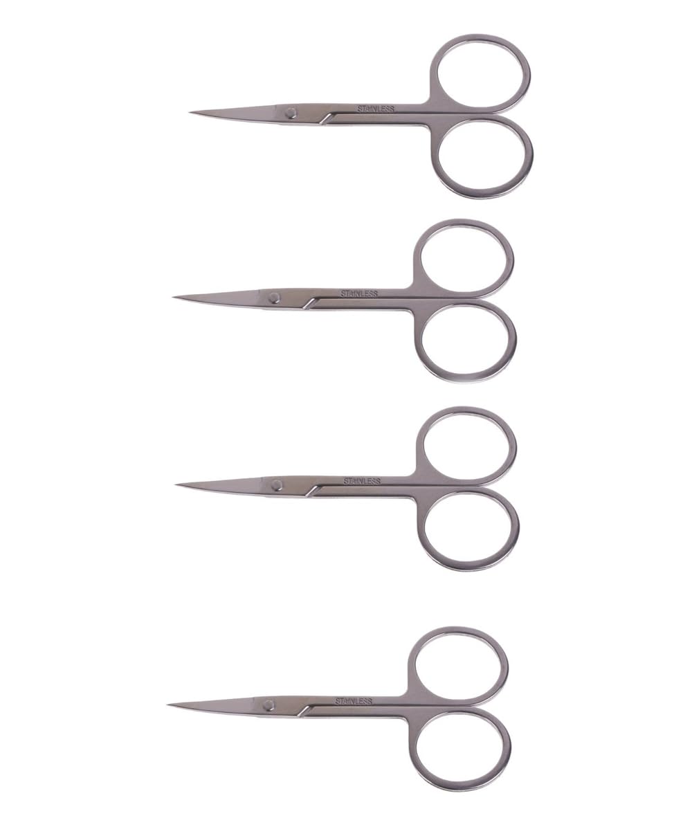 Toolbux 4PC Stainless Steel Beauty Makeup Mini Small Scissors Size Eyebrow Nose Hair Manicure Pedicure Shears Cosmetics Tool (4.5 inch)-image-13